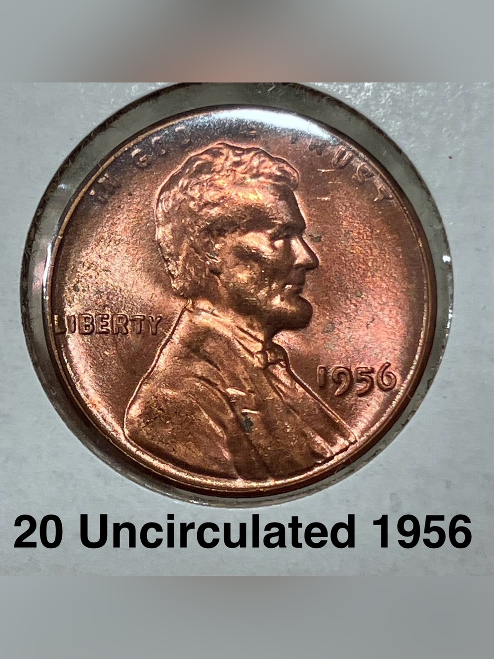 20 Uncirculated 1956 LINCOLN PENNIES / From Original BANK ROLLS / Orangey Red